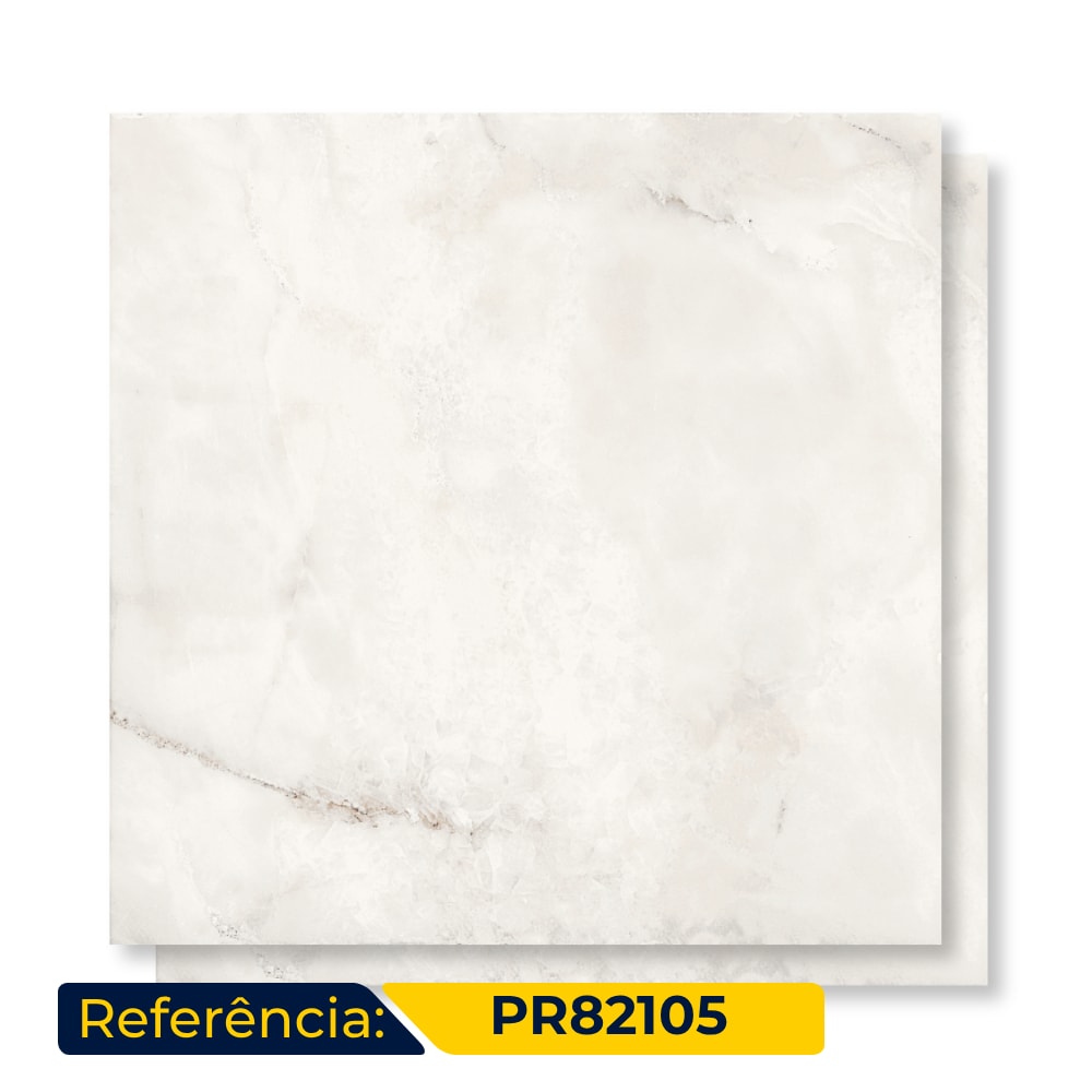 Porcelanato Polido 82X82cm Caixa 2,02m² Damme Onix Ice Retificado - PR82105
