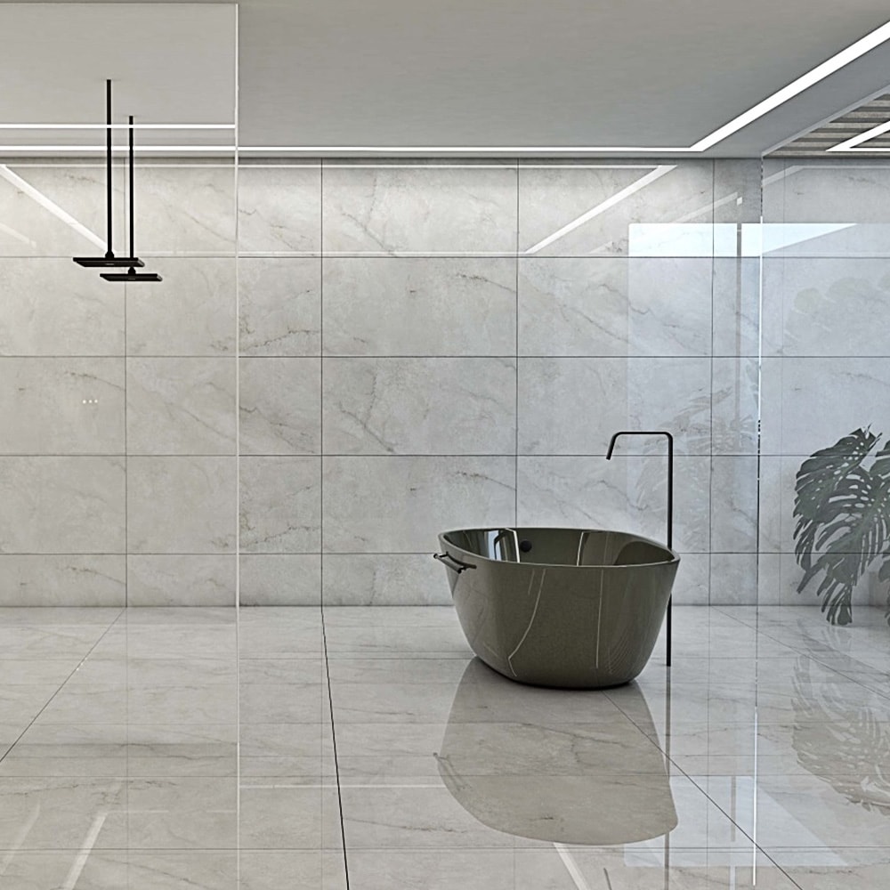 Porcelanato Polido 82X82cm Caixa 2,02m² Damme Onix Ice Retificado - PR82105