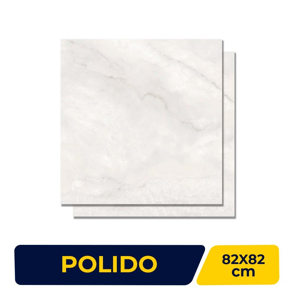 Porcelanato Polido 82X82cm Caixa 2,02m² Damme Onix Ice Retificado - PR82105
