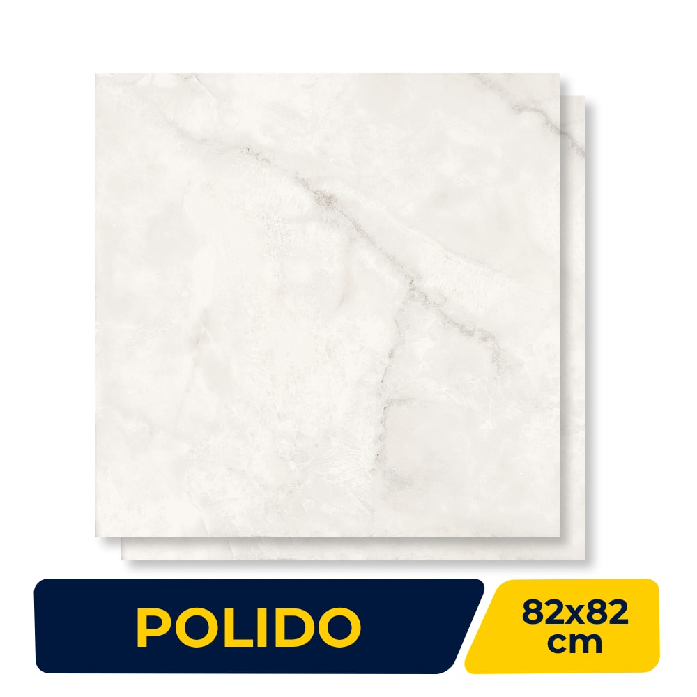 Porcelanato Polido 82X82cm Caixa 2,02m² Damme Onix Ice Retificado - PR82105