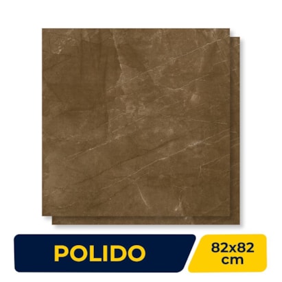Porcelanato Polido 82x82cm Caixa 2,02m² Damme Pulpis Moka Retificado - PR82015