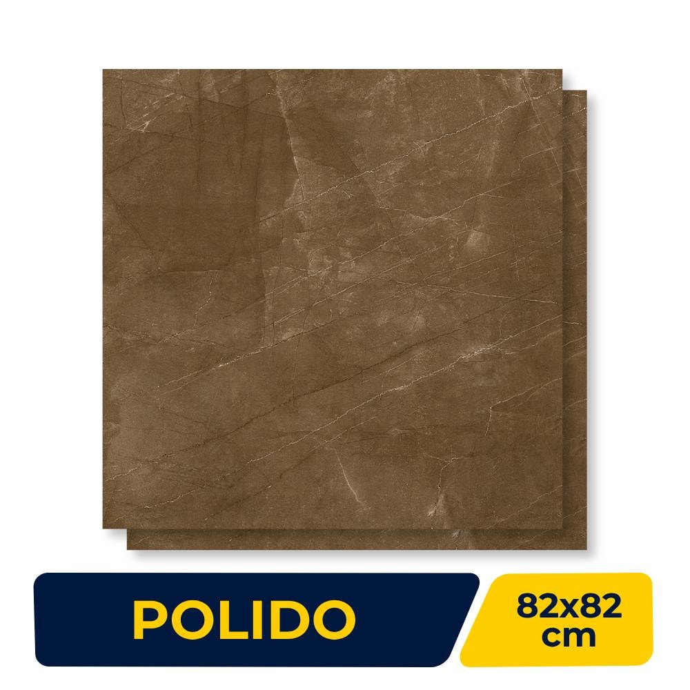 Porcelanato Polido 82x82cm Caixa 2,02m² Damme Pulpis Moka Retificado - PR82015