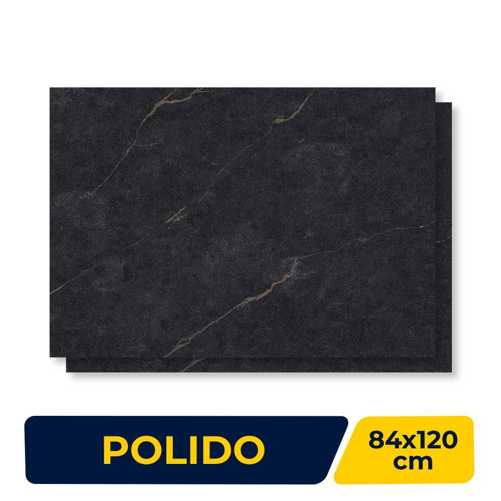 Porcelanato Polido 84x120cm Caixa 3,00m² Delta Vene Doro Nero Retificado - 2493-A