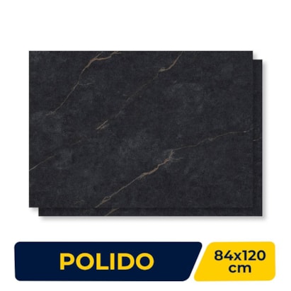 Porcelanato Polido 84x120cm Caixa 3,00m² Delta Vene Doro Nero Retificado - 2493-A