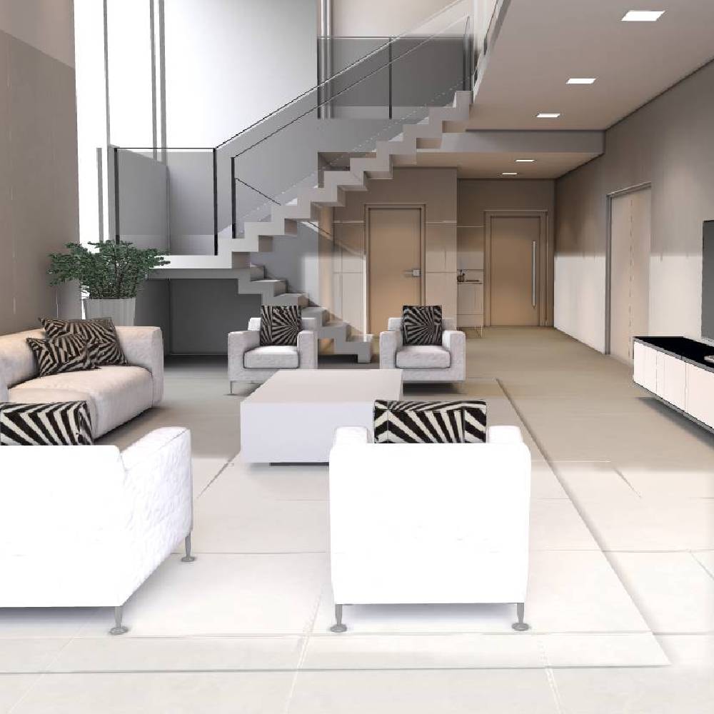 Porcelanato Polido 84x84cm Caixa 2,80m² Delta Granada Off White In Retificado- 2775