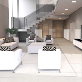 Porcelanato Polido 84x84cm Caixa 2,80m² Delta Granada Off White In Retificado- 2775