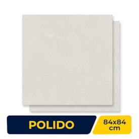 Porcelanato Polido 84x84cm Caixa 2,80m² Delta Granada Off White In Retificado-  2775