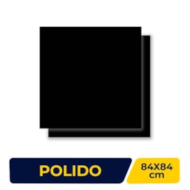 Porcelanato Polido 84x84cm Caixa 2,80m² Delta Nero Retificado - 2344