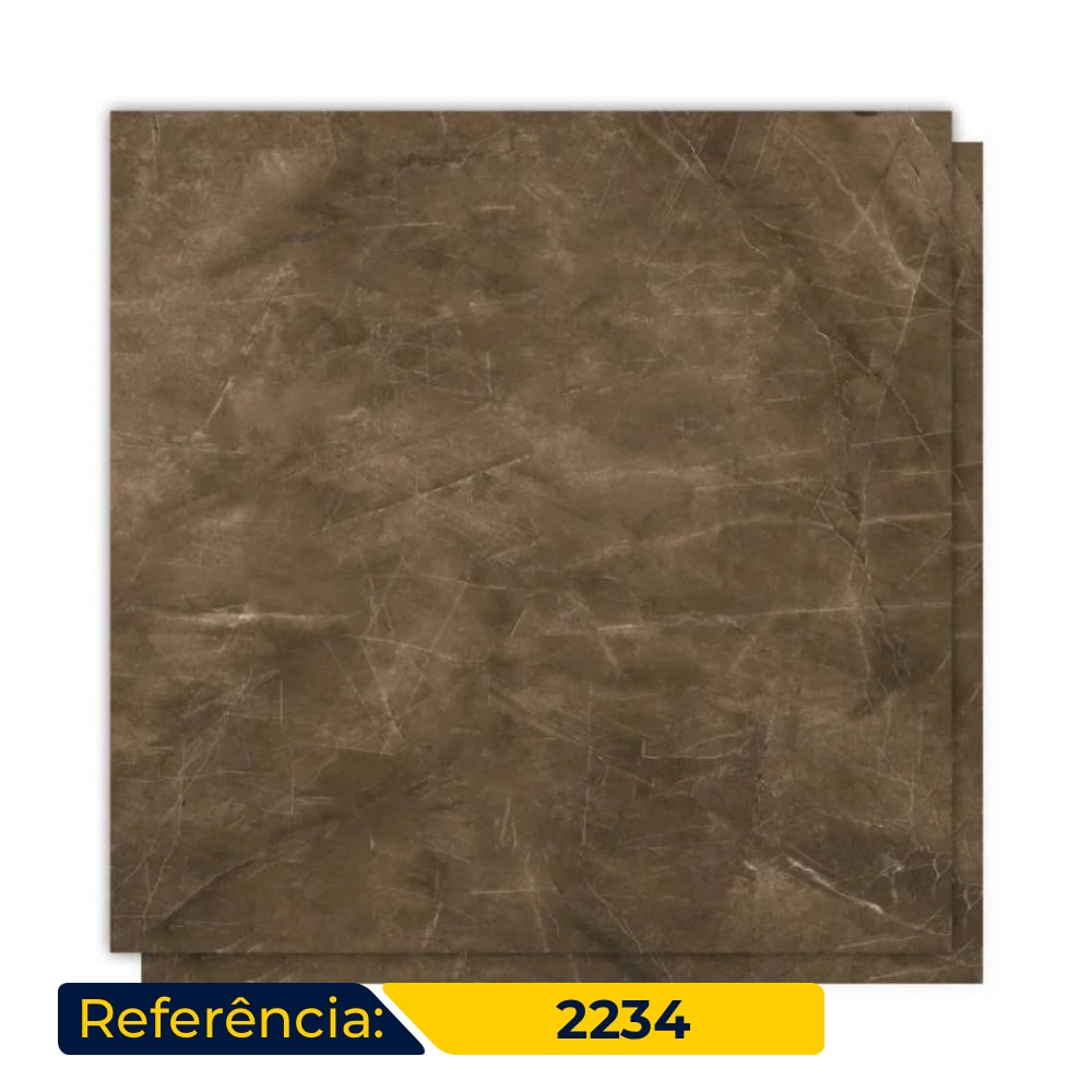 Porcelanato Polido 84x84cm Caixa 2,80m² Delta Pulpis Castanho Retificado - 2234