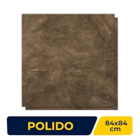 Porcelanato Polido 84x84cm Caixa 2,80m² Delta Pulpis Castanho Retificado - 2234