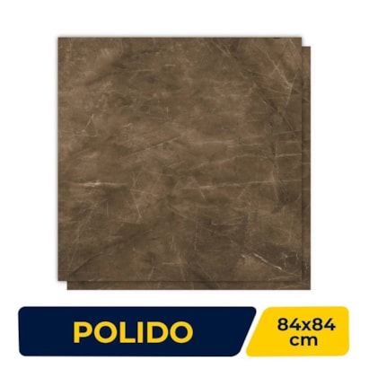 Porcelanato Polido 84x84cm Caixa 2,80m² Delta Pulpis Castanho Retificado - 2234