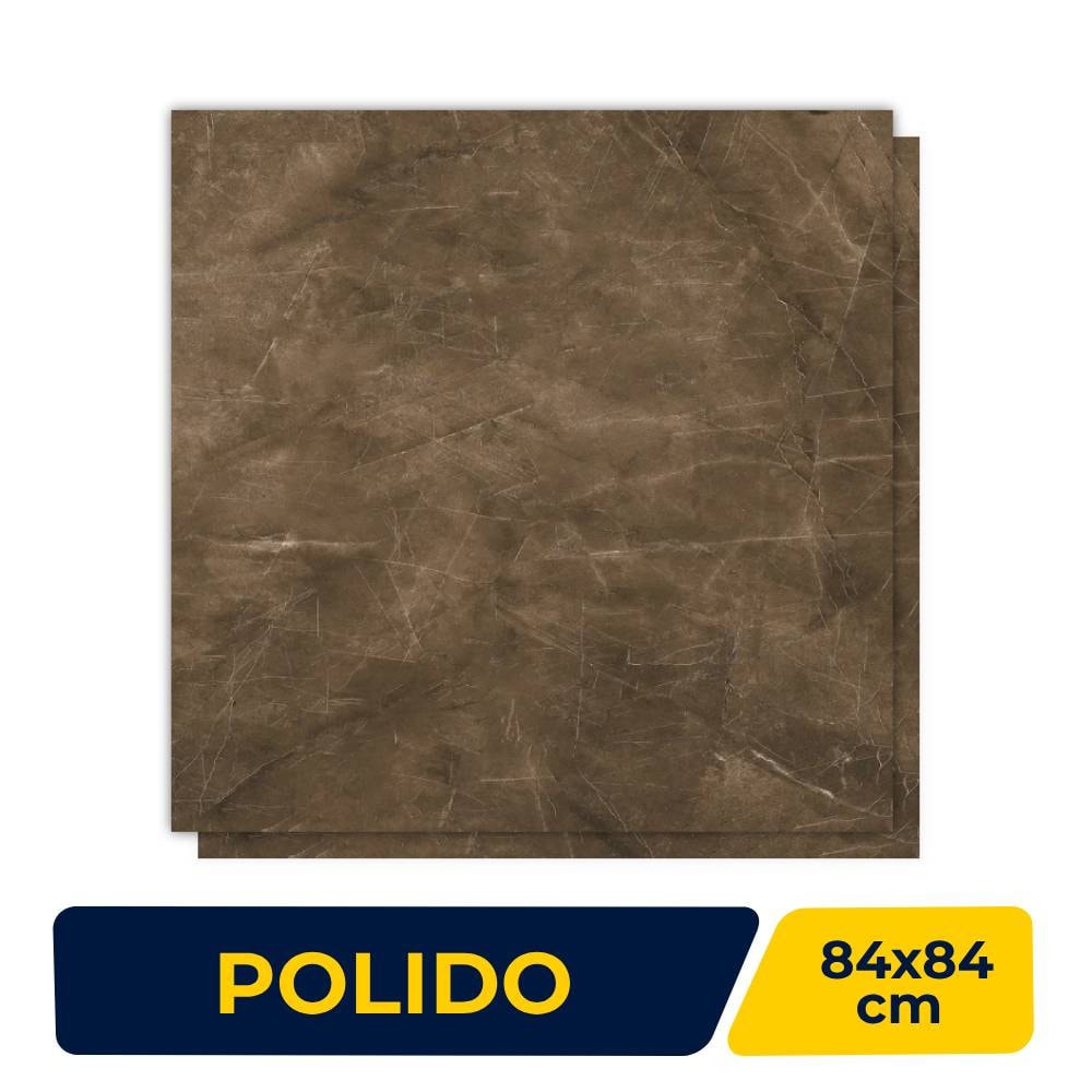 Porcelanato Polido 84x84cm Caixa 2,80m² Delta Pulpis Castanho Retificado - 2234