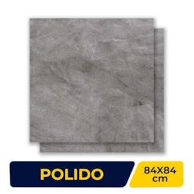 Porcelanato Polido 84x84cm Caixa 2,80m² Delta Pulpis Grafite Retificado - 2204