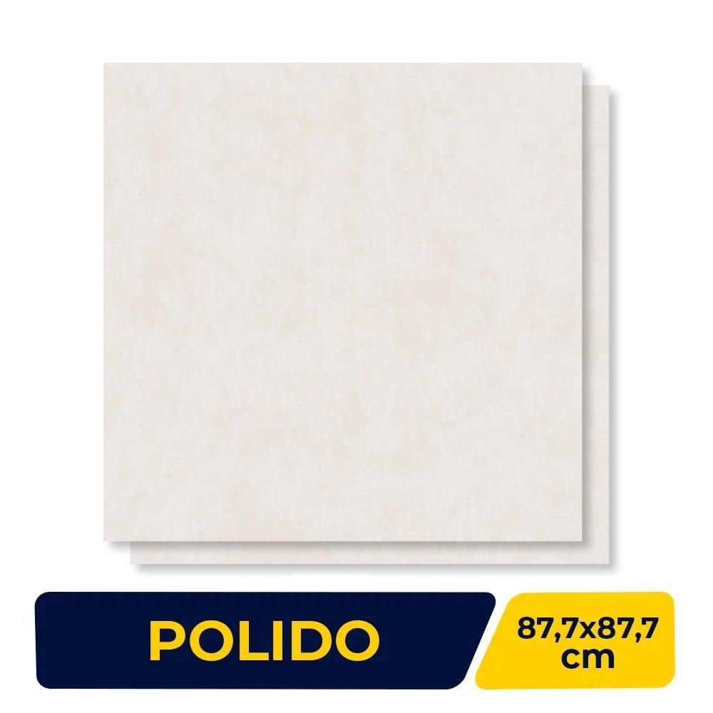 Porcelanato Polido 87,7x87,7cm Caixa 1,54m² Portinari York Wh Retificado - 61310