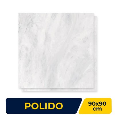 Porcelanato Polido 89,5x89,5cm Caixa 2,40m² Roca Light Marble White Retificado - F90019B01
