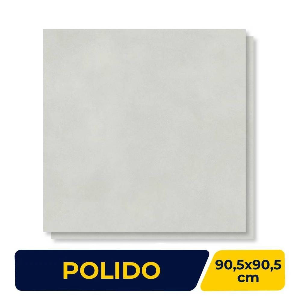 Porcelanato Polido 90,5x90,5cm Caixa 1,64cm Villagres Copan Off White Retificado - 910014
