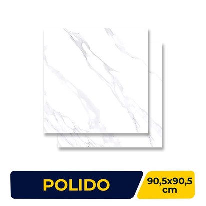 Porcelanato Polido 90.5x90.5cm Caixa 1,64m² Villagres Bianco Carrara Retificado - 910021