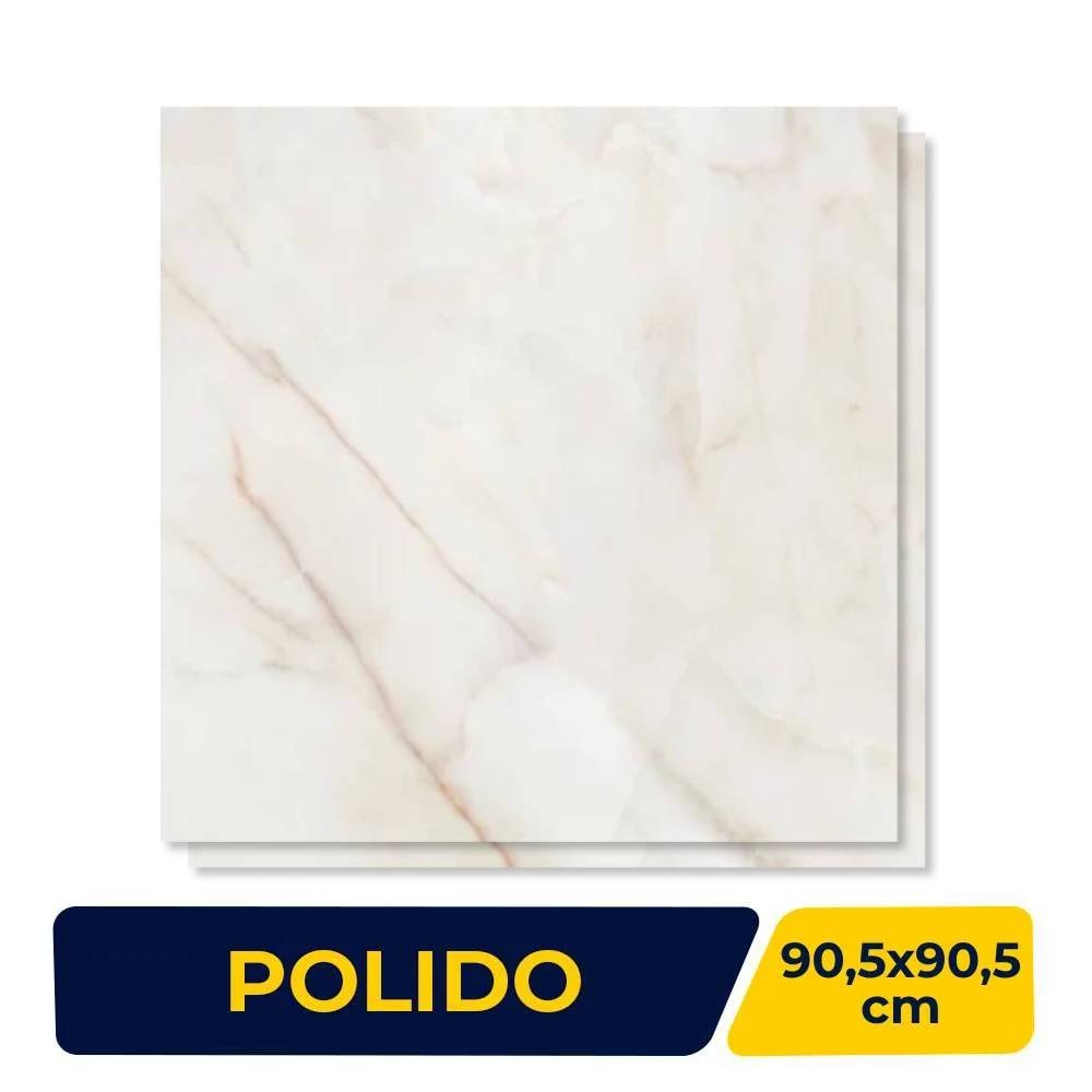 Porcelanato Polido 90.5x90.5cm Caixa 1,64m² Villagres Palazzo Ducale Retificado - 910020