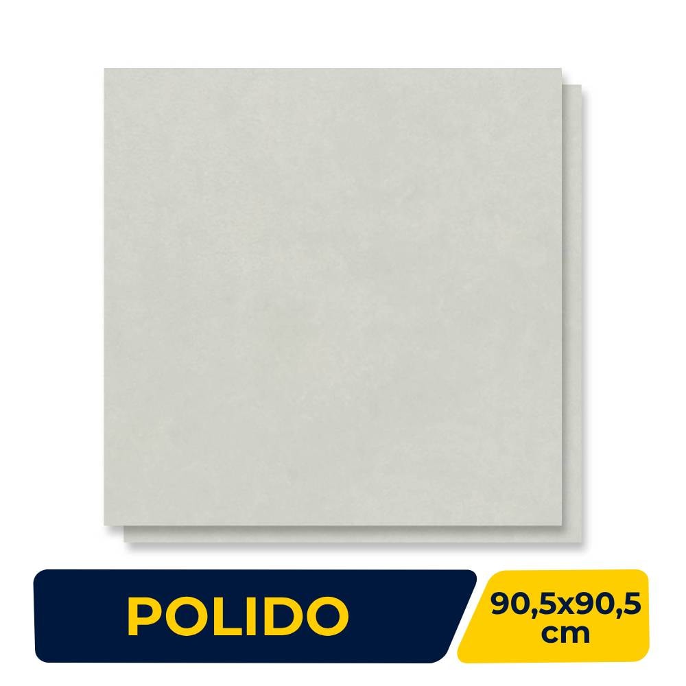 Porcelanato Polido 90,5x90,5cm Caixa 2,46m² Villagres Copan Off White Retificado - 910014