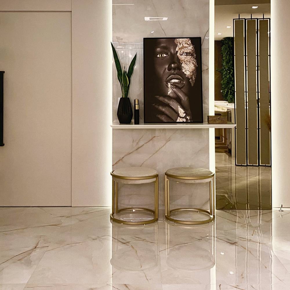 Porcelanato Polido 90,5x90,5cm Caixa 2,46m² Villagres Palazzo Ducale Retificado - 910020