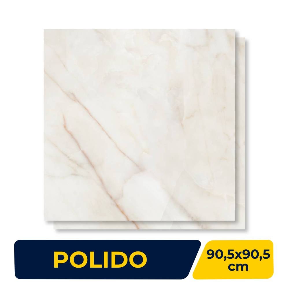 Porcelanato Polido 90,5x90,5cm Caixa 2,46m² Villagres Palazzo Ducale Retificado - 910020