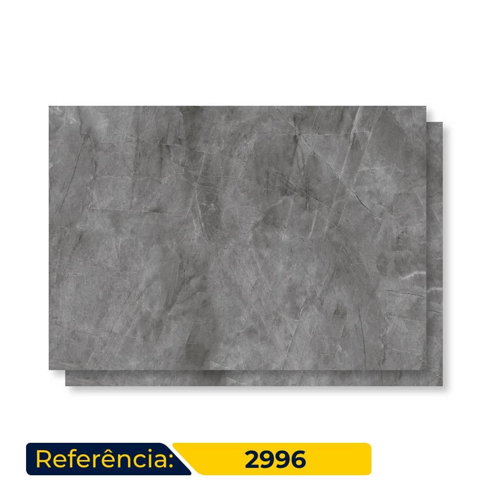 Porcelanato Polido 90x120cm Caixa 2,16m² Delta Pulpis Grafite Retificado - 2996