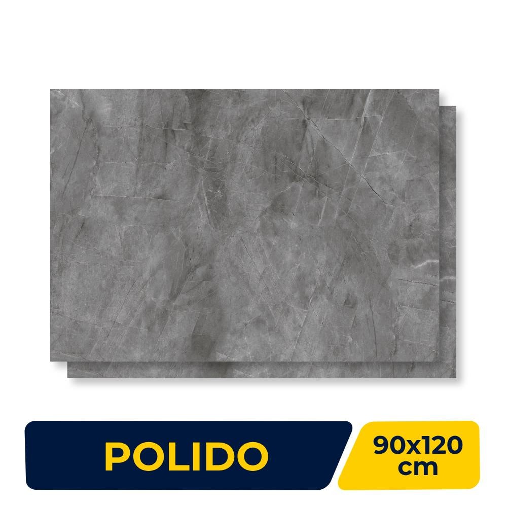 Porcelanato Polido 90x120cm Caixa 2,16m² Delta Pulpis Grafite Retificado - 2996