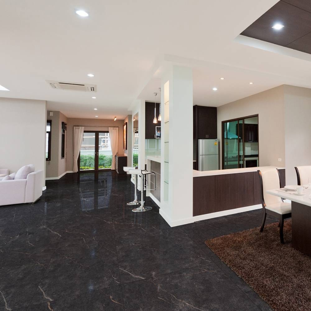 Porcelanato Polido 90x120cm Caixa 2,16m² Delta Vene Doro Nero - Retificado - 3117