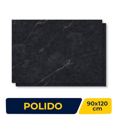 Porcelanato Polido 90x120cm Caixa 2,16m² Delta Vene Doro Nero - Retificado - 3117