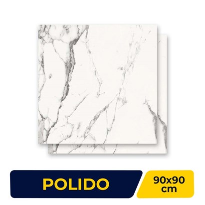 Porcelanato Polido 90x90cm Caixa 1,60m² Roca Carrara Retificado - FJJ029B011