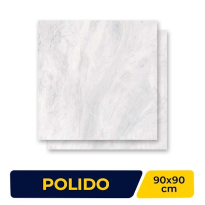 Porcelanato Polido 90x90cm Caixa 1,60m² Roca Light Marble White Retificado - F90019B01