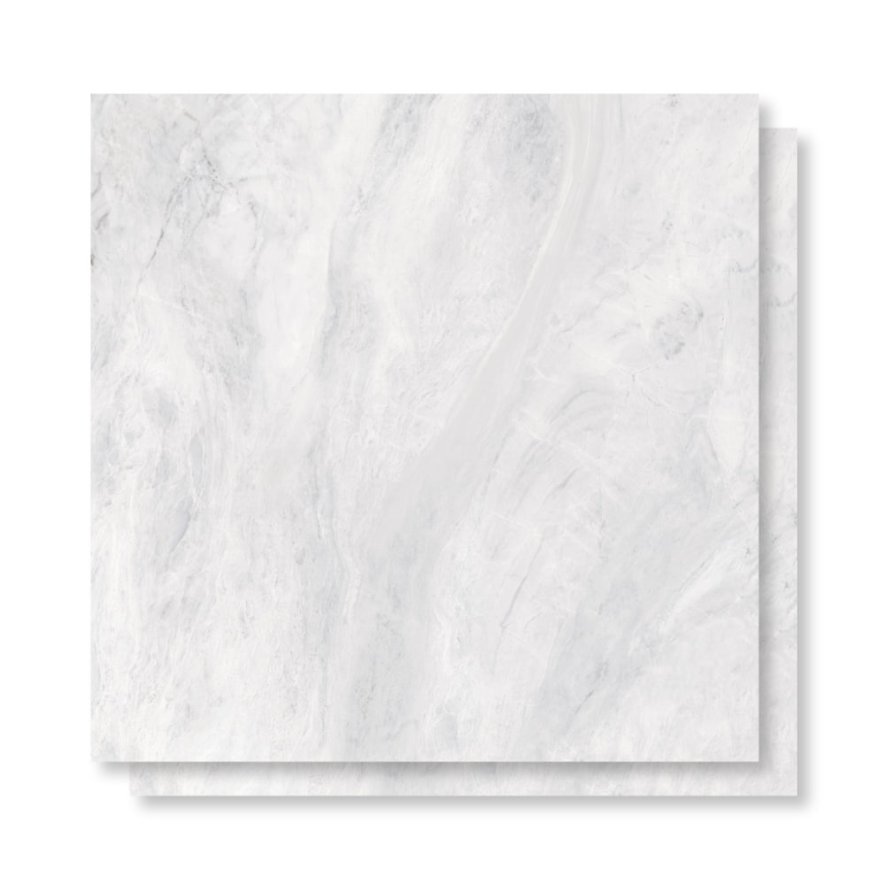 Porcelanato Polido 90x90cm Caixa 1,60m² Roca Light Marble White Retificado - F90019B01