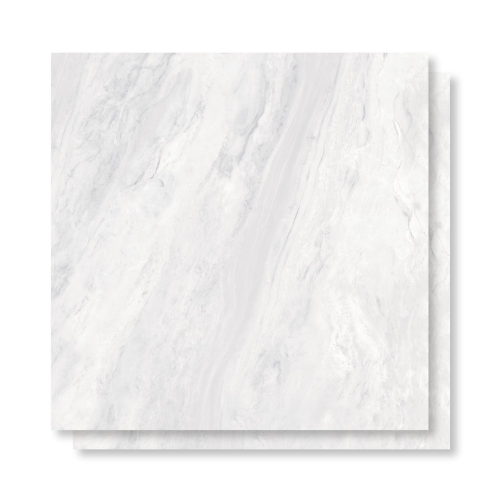 Porcelanato Polido 90x90cm Caixa 1,60m² Roca Ligth Marble White Retificado - F90019B01