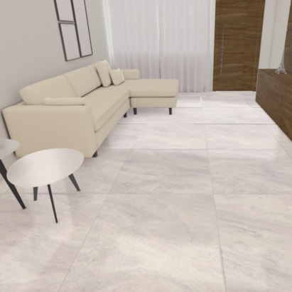 Porcelanato Polido 90x90cm Caixa 1,60m² Roca Ligth Marble White Retificado - F90019B01