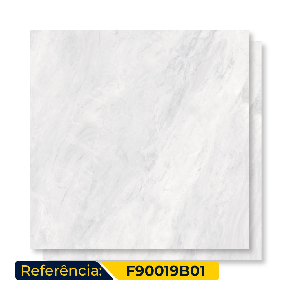 Porcelanato Polido 90x90cm Caixa 1,60m² Roca Ligth Marble White Retificado - F90019B01