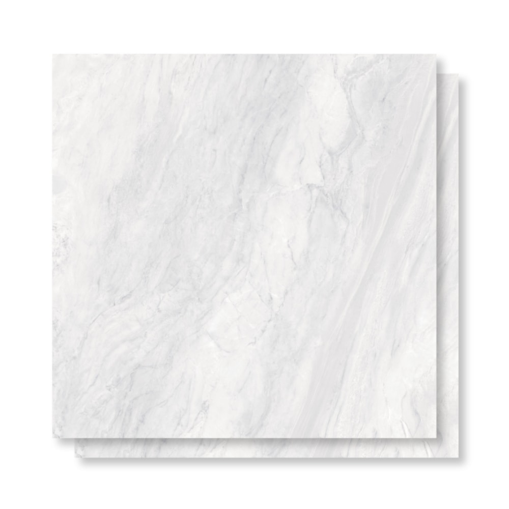Porcelanato Polido 90x90cm Caixa 1,60m² Roca Ligth Marble White Retificado - F90019B01