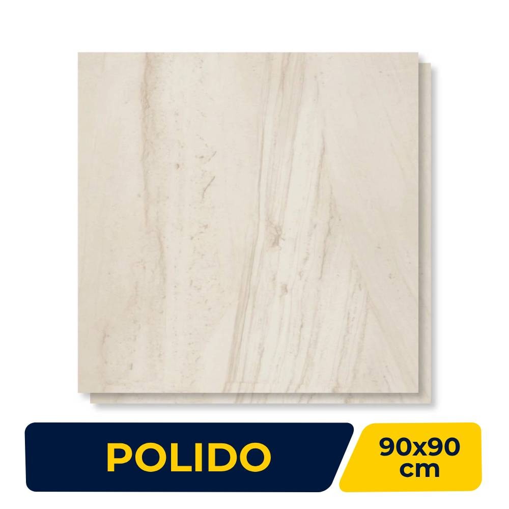 Porcelanato Polido 90x90cm Caixa 1,61m² Portobello Blanc Caramelo Retificado - 12291