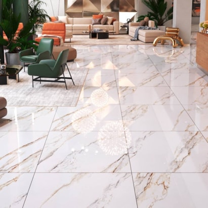 Porcelanato Polido 90x90cm Caixa 2,43m² Delta Dharma Oro Retificado - 2948