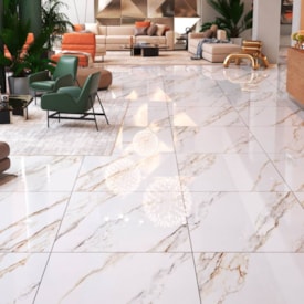 Porcelanato Polido 90x90cm Caixa 2,43m² Delta Dharma Oro Retificado - 2948