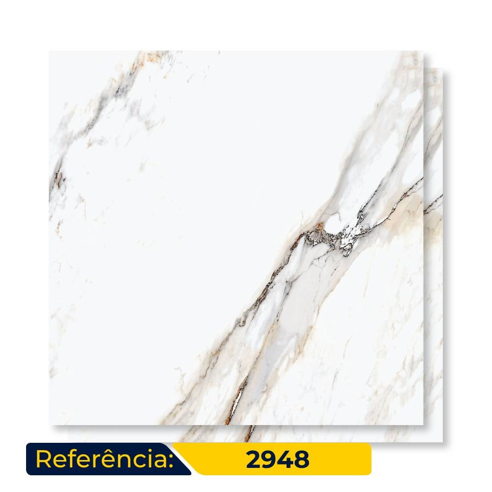 Porcelanato Polido 90x90cm Caixa 2,43m² Delta Dharma Oro Retificado - 2948