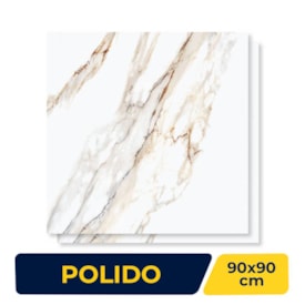 Porcelanato Polido 90x90cm Caixa 2,43m² Delta Dharma Oro Retificado - 2948
