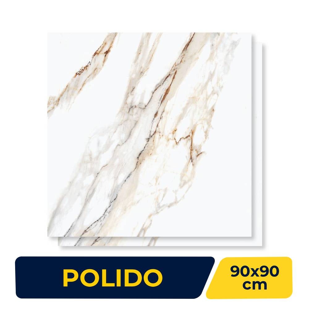 Porcelanato Polido 90x90cm Caixa 2,43m² Delta Dharma Oro Retificado - 2948