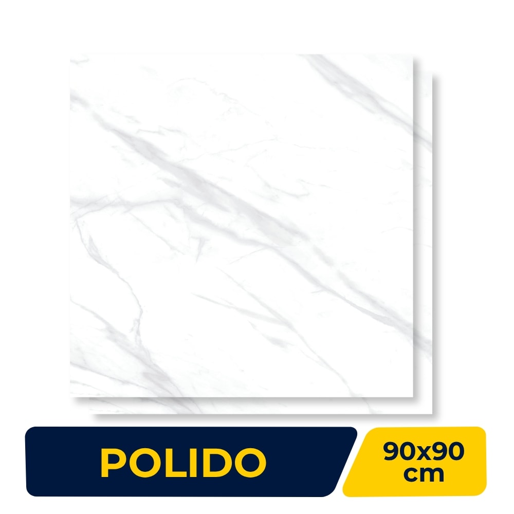 Porcelanato Polido Delta 90x90cm Raggi Off White Retificado - 3153