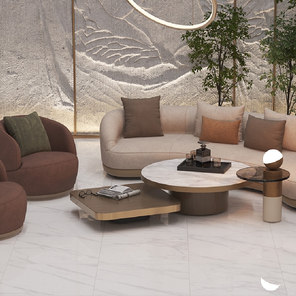 Porcelanato Polido Delta 90x90cm Raggi Off White Retificado - 3153