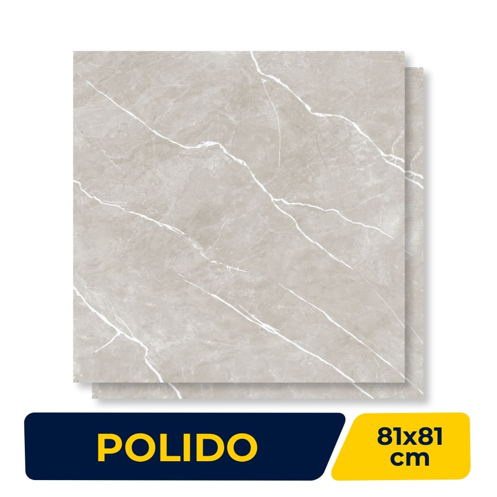 Porcelanato Polido Gaudi 81x81cm Aslan Gris Retificado - 83231