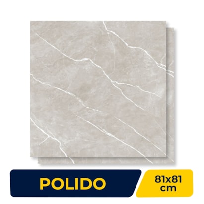 Porcelanato Polido Gaudi 81x81cm Aslan Gris Retificado - 83231