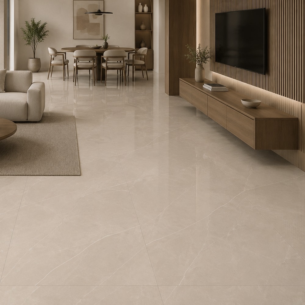 Porcelanato Polido Incepa 90x90cm Ortiz Bege Retificado - INC04DI0029