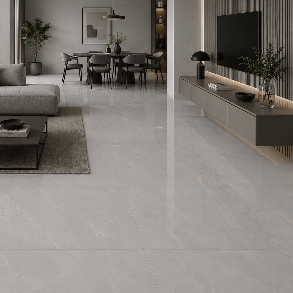 Porcelanato Polido Incepa 90x90cm Ortiz Cinza Retificado - INC04DI0027