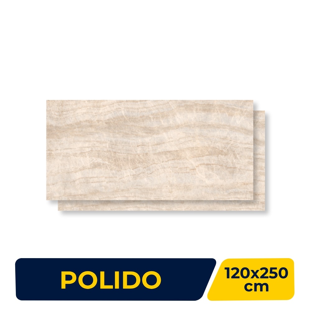 Porcelanato Polido Roca 120x250cm Taj Mahal Retificado - ROC04230019