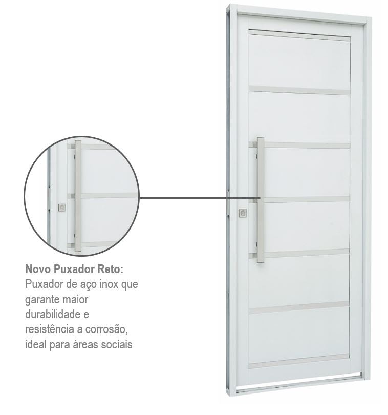 Porta de Aço 215x78cm Sasazaki Prátika Lambril Abertura Esquerda Branco - 24.24.202-1